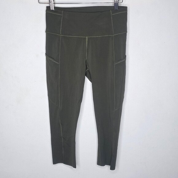 Lululemon Fast & Free Crop II 19" Inseam Olive Green Leggings Women's Size 6 - Picture 1 of 5